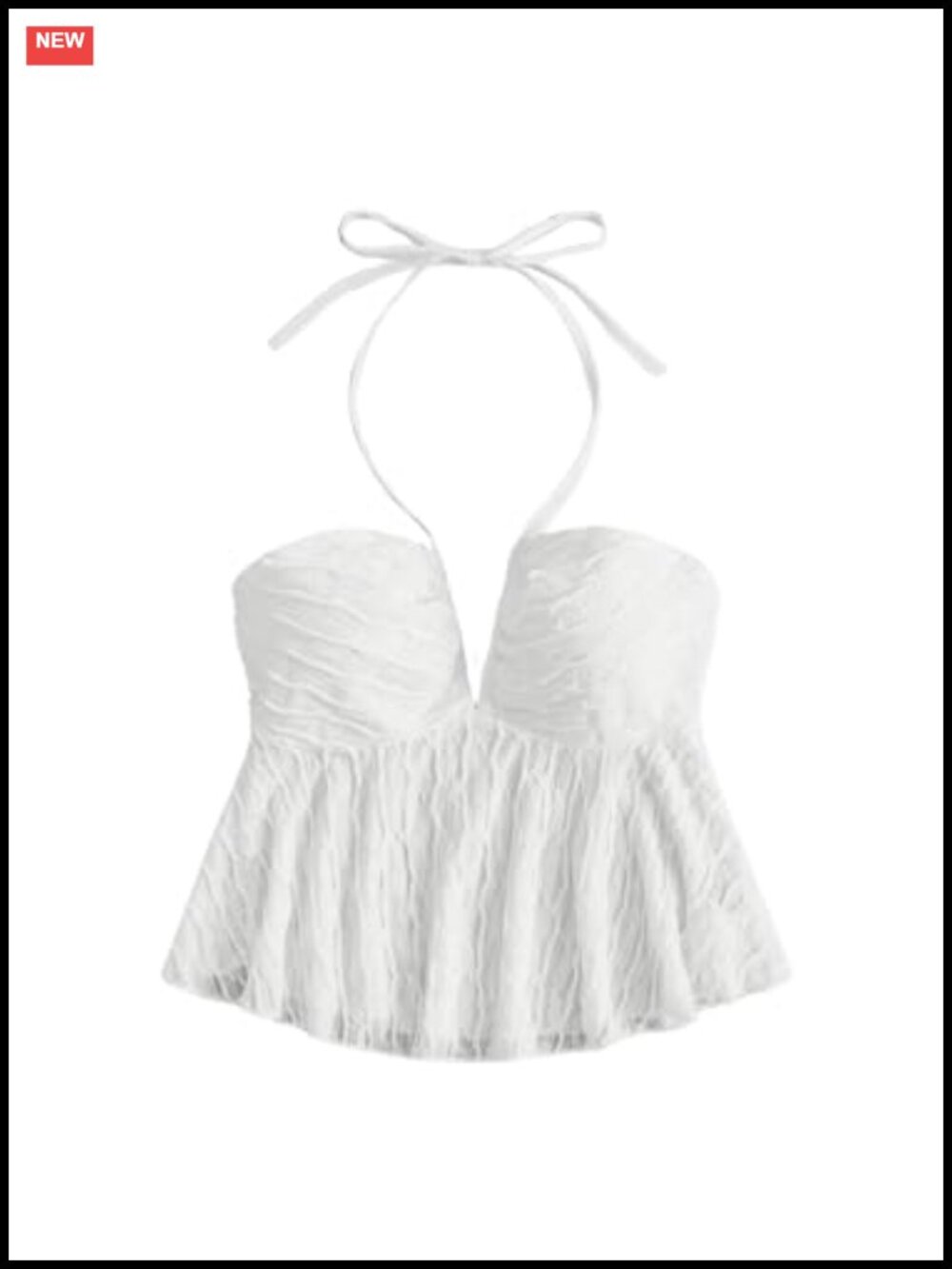 Tie Halter Neck Backless Ruffle Hem Peplum Crop Top Sleeveless